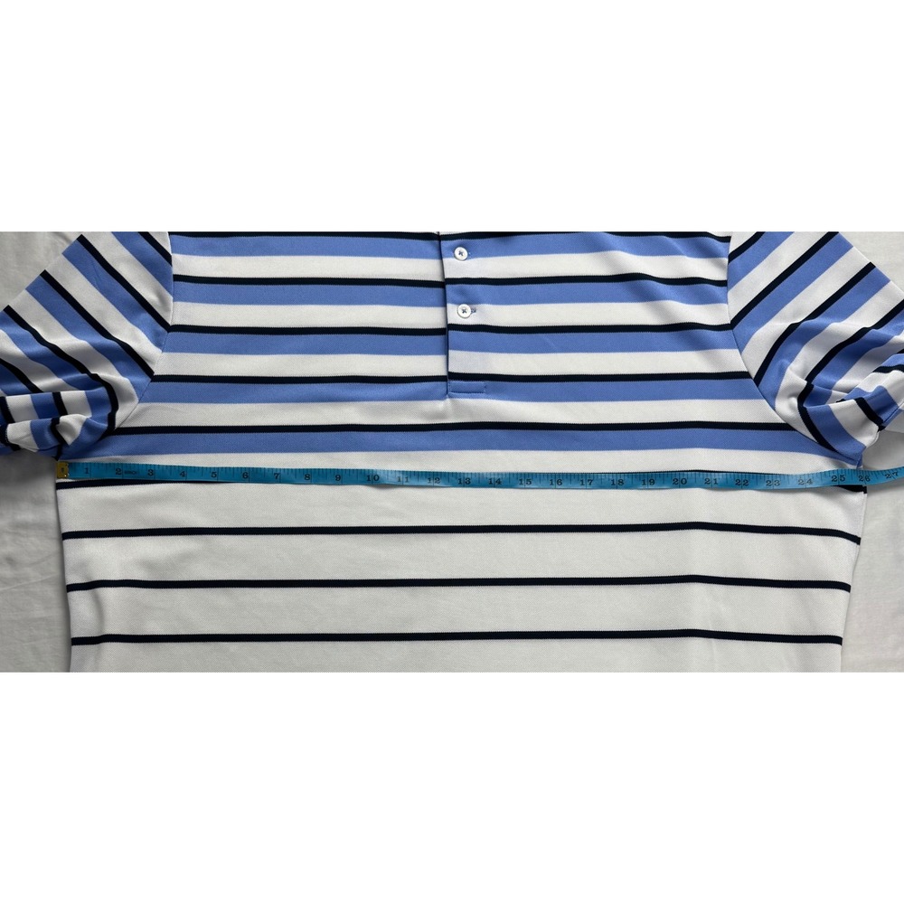 RLX Ralph Lauren Mens XXL Blue White Striped Performance Golf Polo Shirt - Picture 7 of 9